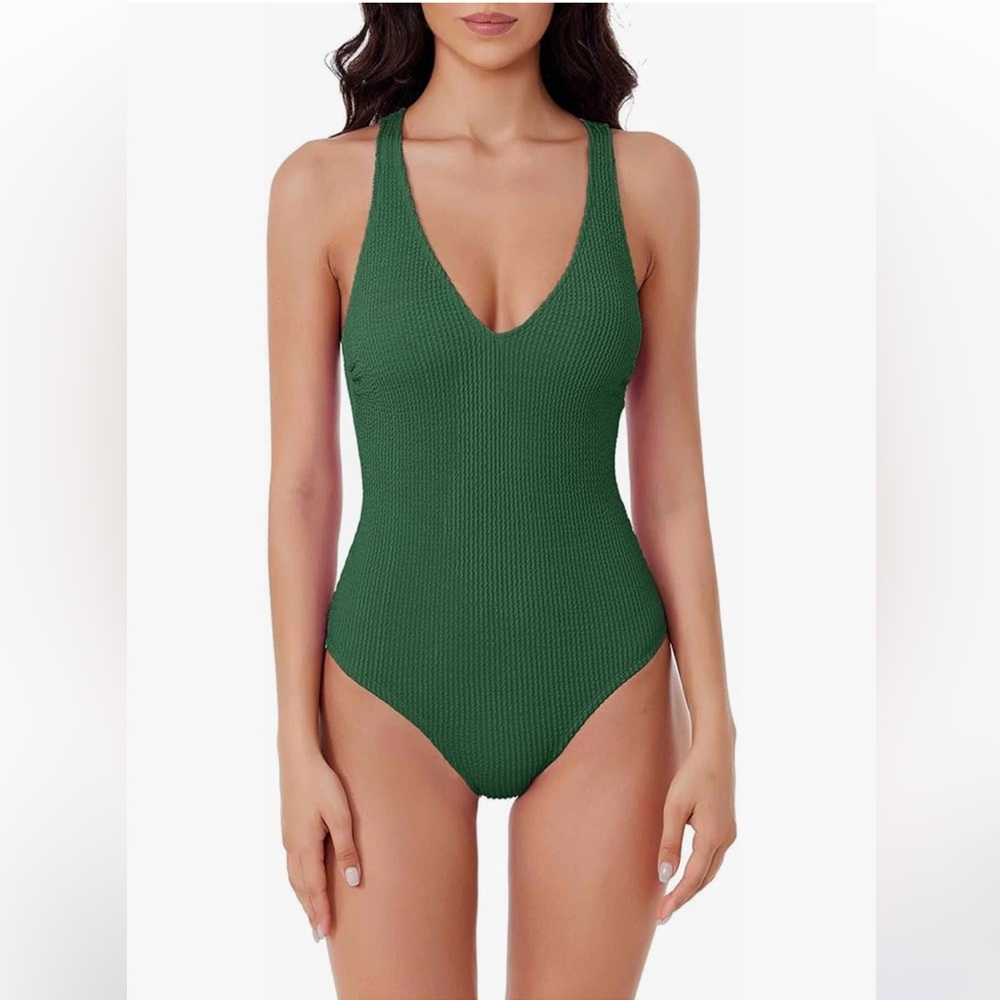 BCA by Rebecca Virtue Madilynn texture pine one piece swimsuit S NWT